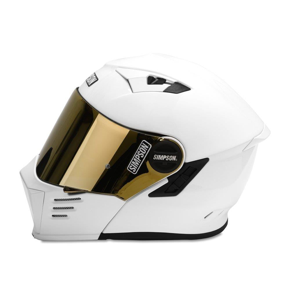 Simpson Darksome Solid White Full Face Motorbike Helmet Ece 22.06