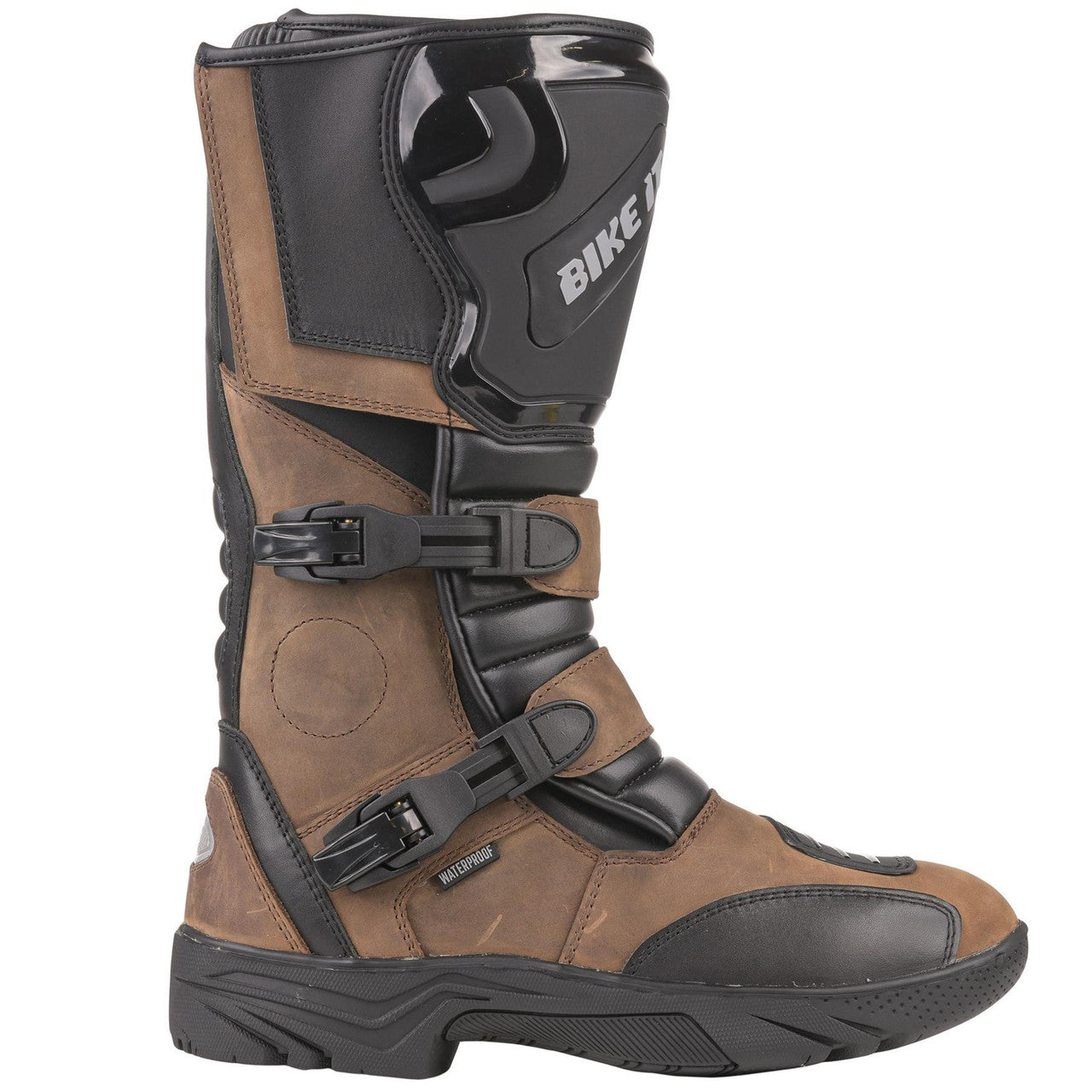 Bike It 'Triple-Black' Motorcycle Adventure Boots (Brown)