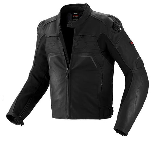 Spidi Evo Motorcycle Motorbike Rider Leather Jacket - Black