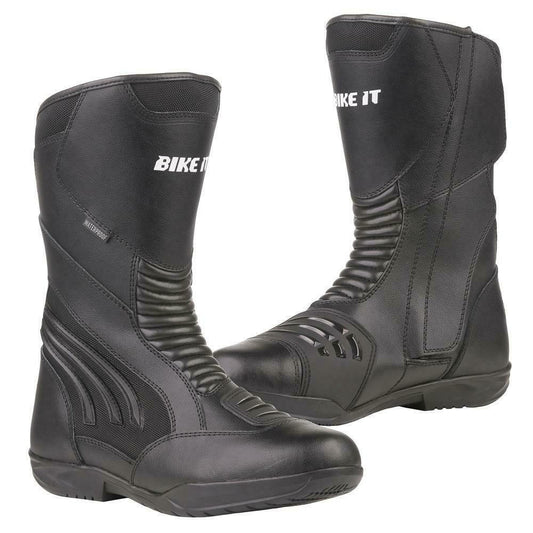 Bike It 'Burhou' All-Seasons Waterproof Black Sports Touring Motorcycle Boots