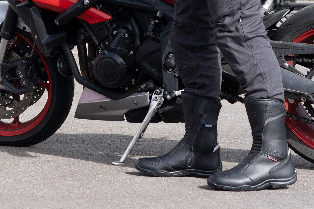 LS2 Urano Cowhide Leather Motorbike Boots Waterproof Black