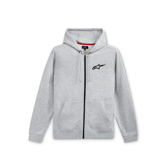 ALPINESTARS AGELESS CHEST HOODIE GREY HEATHER BLACK MOTORBIKE ZIPPER HOODIE