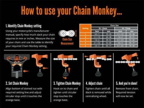 Tru-Tension Motorcycle Chain Monkey Tensioner Tensioning Tool