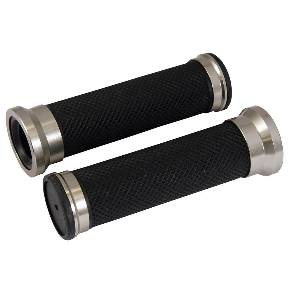 Bike It Motorcycle Handlebar Grips Twin-Ring Titanium 22mm