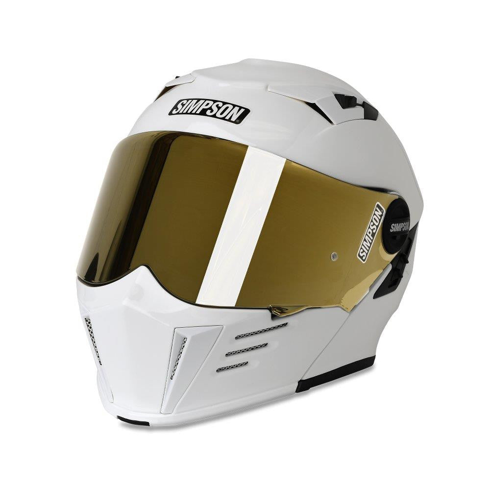 Simpson Darksome Solid White Full Face Motorbike Helmet Ece 22.06