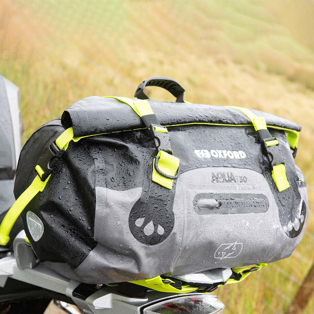 Oxford Aqua T-30 Waterproof Motorcycle Roll Bag Black/Grey/Fluo