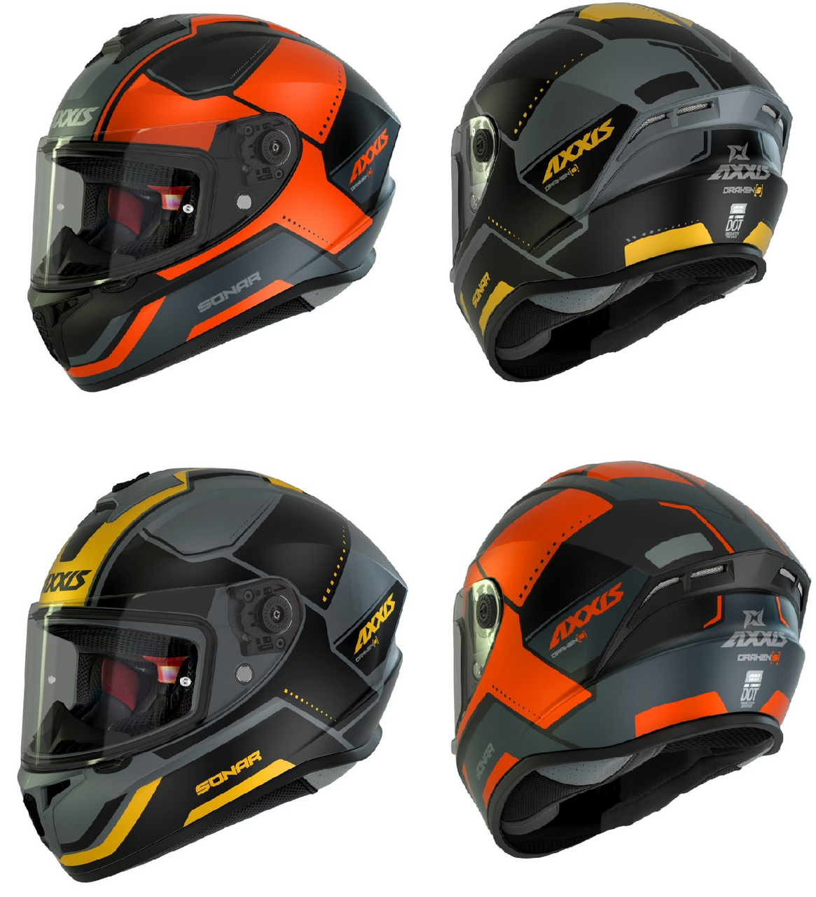 Axxis Draken Matt S Sonar Motorcycle Motorbike Full Face Helmet