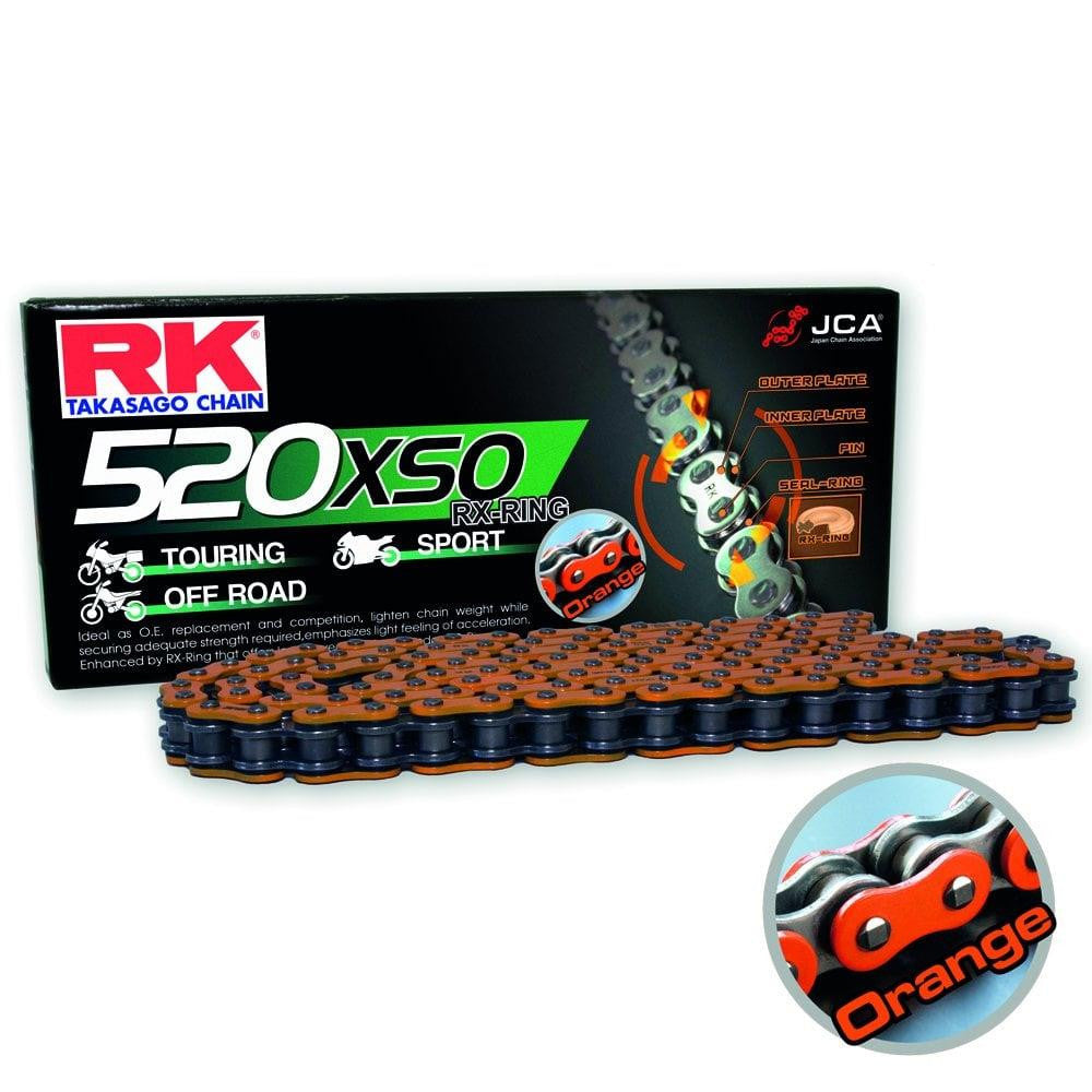 RK Heavy Duty Off Road Motorcycle Motorbike Derive Chain 520XSO Orange X 120