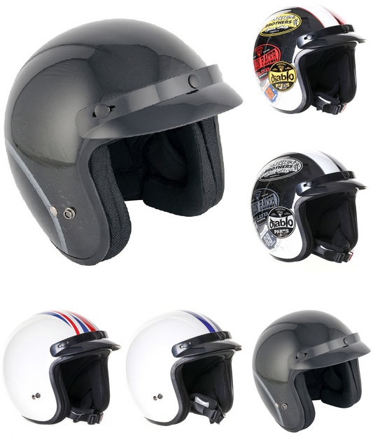 Stealth HD320 Adult Open Face Lightweight Fiberglass Motorcycle Scooter Helmet