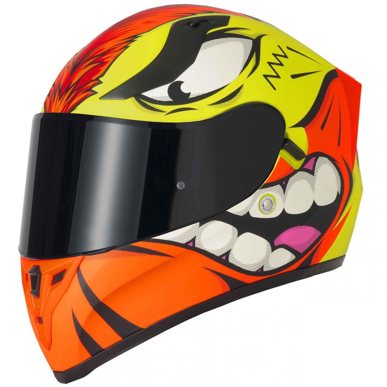 Vcan H128 Mohawk Full Face Motorcycle Helmet – Yellow/Orange