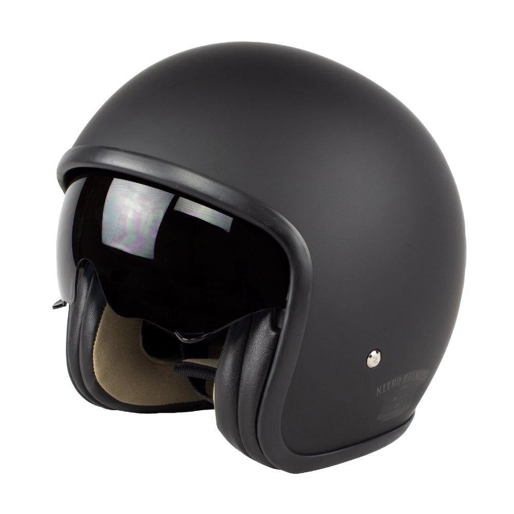 Nitro X580 / X581 Motorcycle Scooter Jet Open Face Biker Helmet Satin Black