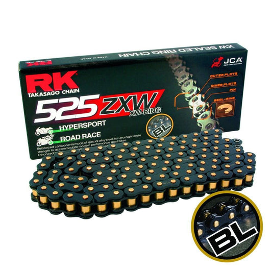 RK HD X Ring Motorcycle Motorbike Scale Drive Chain 525ZXW X 124 Link Black