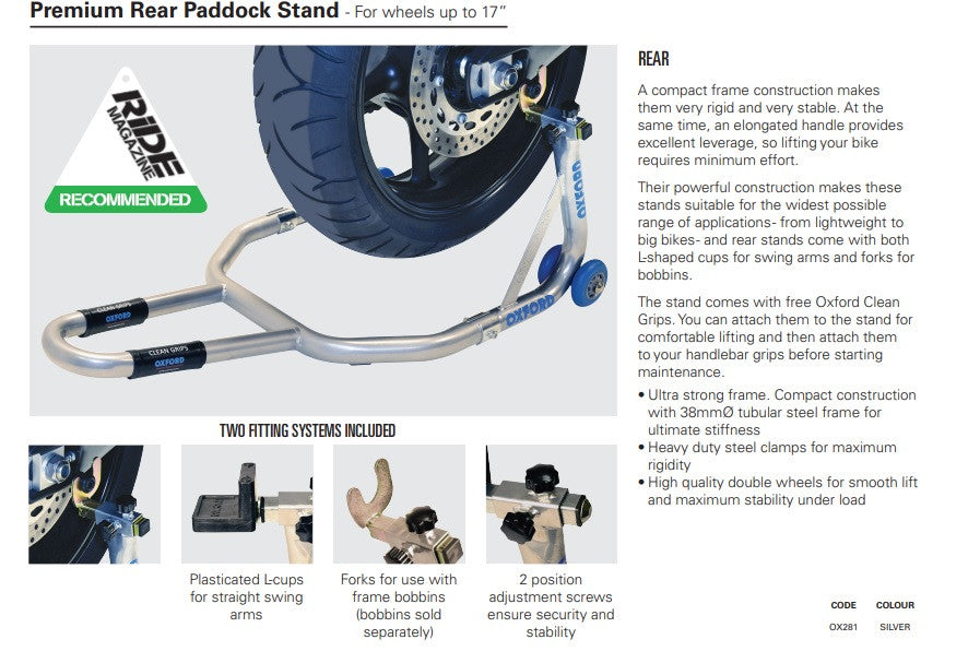 Oxford Premium Rear Motorbike Paddock Stand