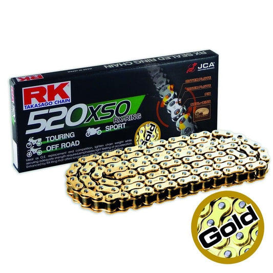 RK Heavy Duty Motorcycle Motorbike X Ring Derive Chain 520XSO GOLD X 124 Link