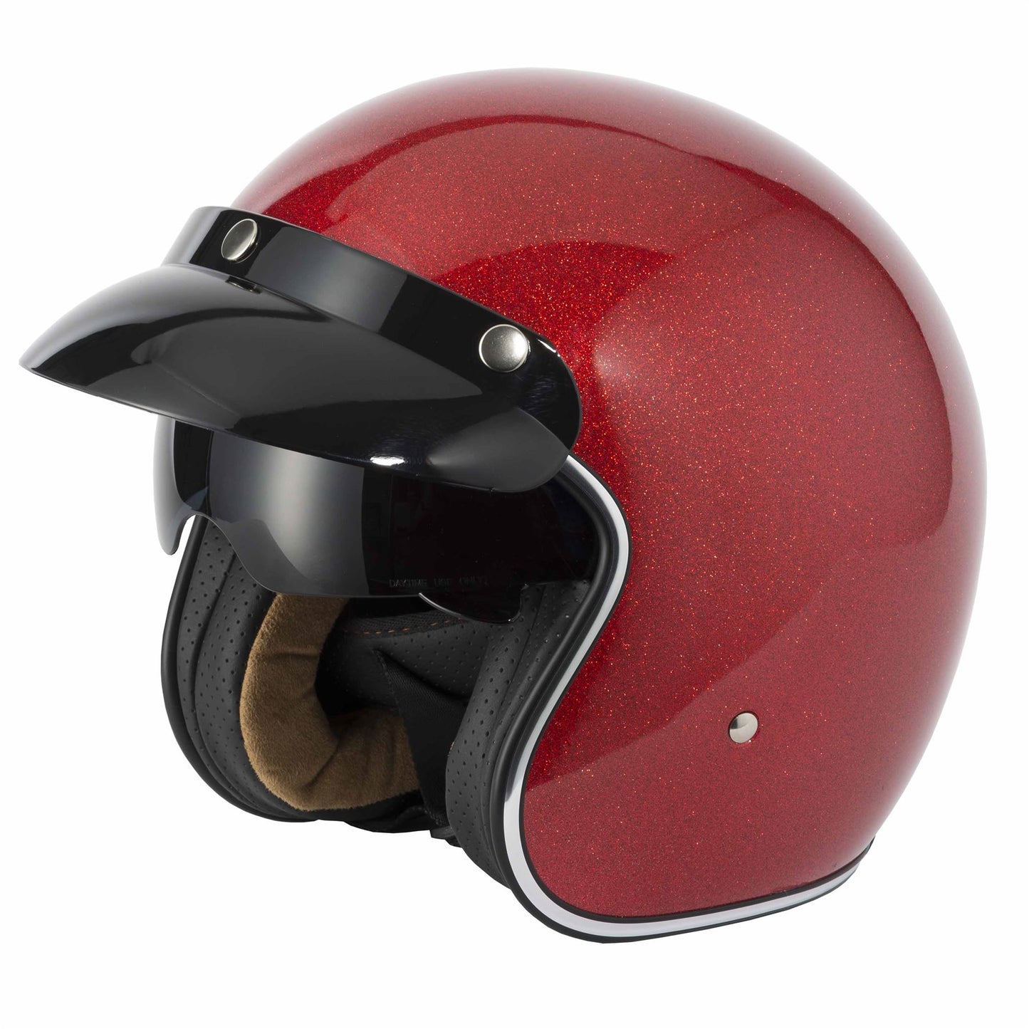 Vcan V537 Red Flake Open Face Motorcycle Scooter Bike Jet Helmet