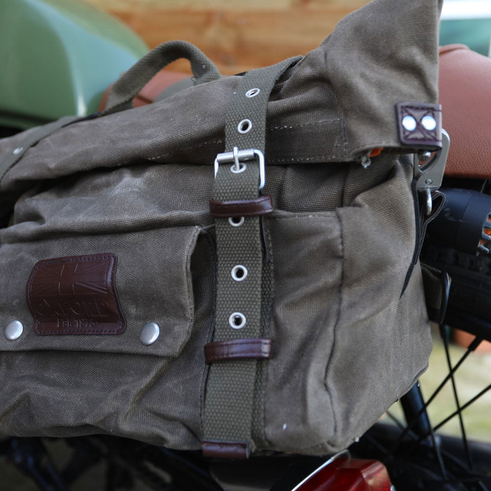 Oxford Heritage Motorcycle Panniers Khaki