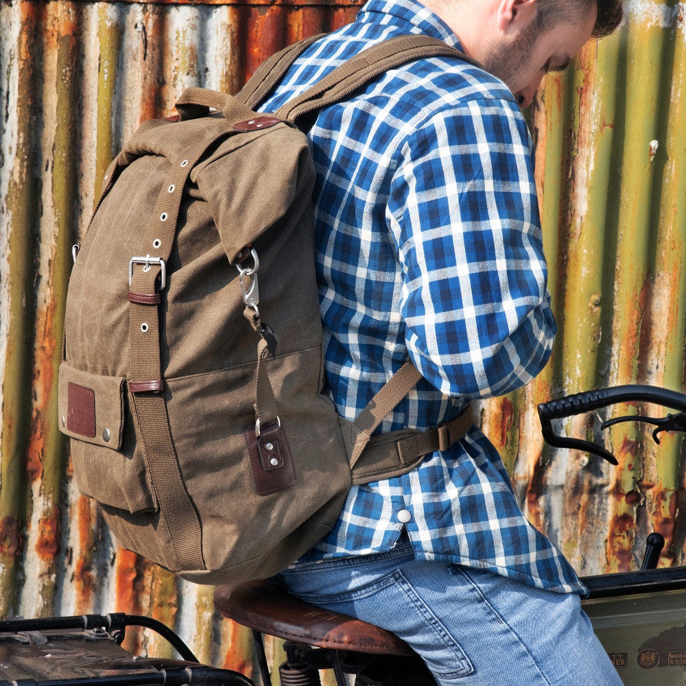 Oxford Heritage Vintage Motorcycle Wax Cotton Backpack Black 30L