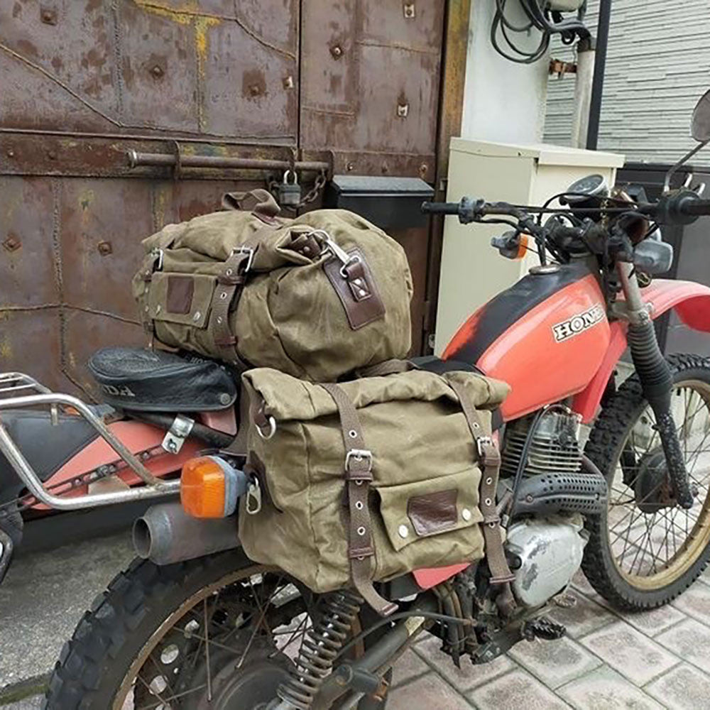 Oxford Heritage Motorcycle Panniers Khaki