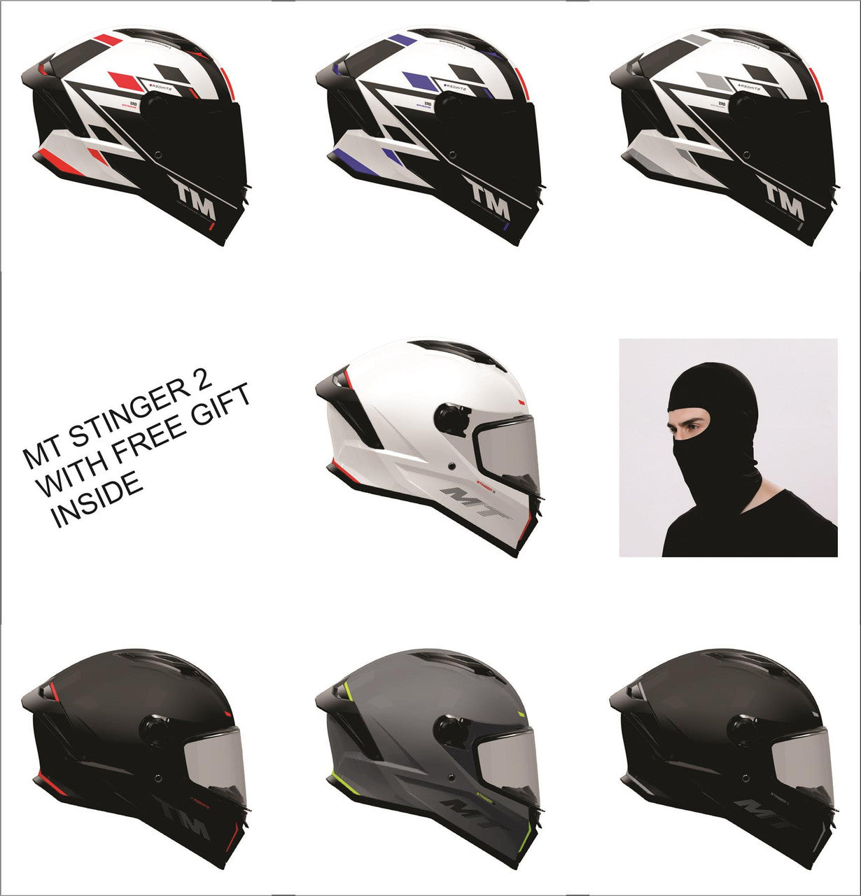 New Mt Stinger 2 Full Face  Motorbike Helmet Sporty Look