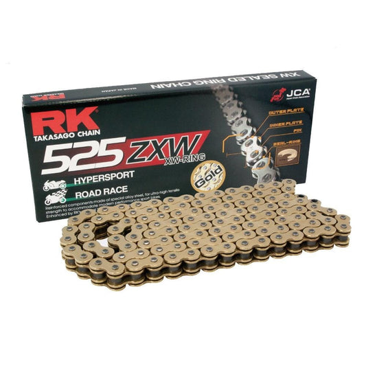 RK HD X Ring Road Race Chain For Motorcycle Motorbike 525 ZXW X 108 GOLD