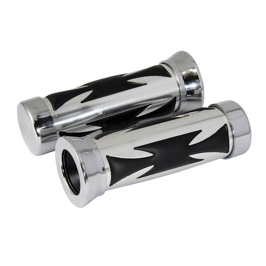 Bike It Motorcycle Handlebar Grips Chrome Chopper Cushion 22mm