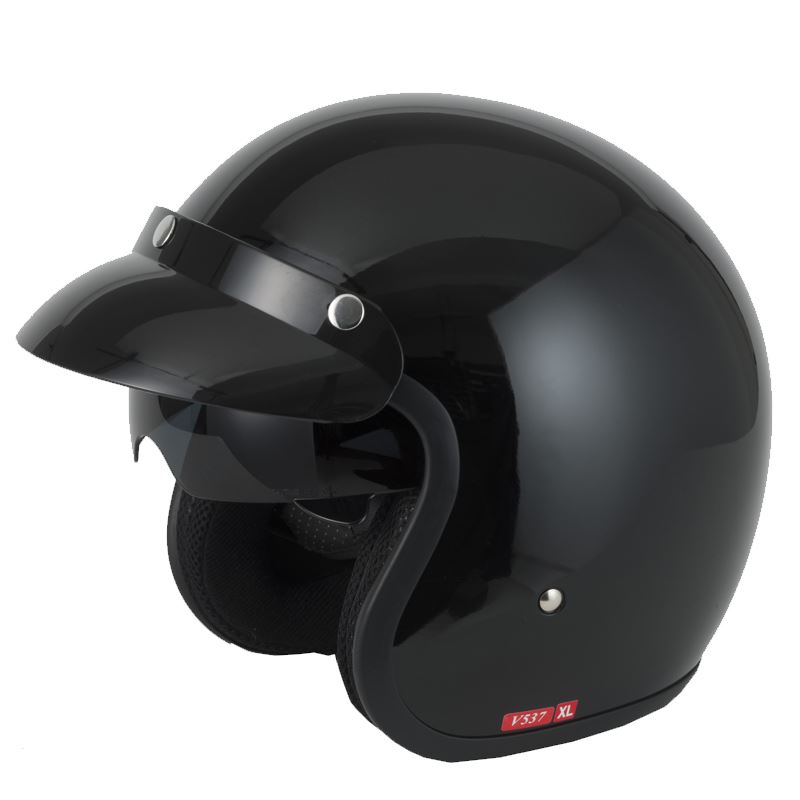 Vcan V537 Open Face Scooter Motorcycle Black Jet Helmet