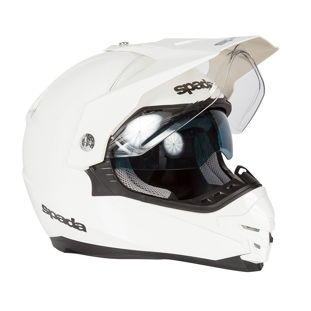 Spada Intrepid Full Face Adventure Motorcycle Bike Helmet ACU Gold - Pearl White