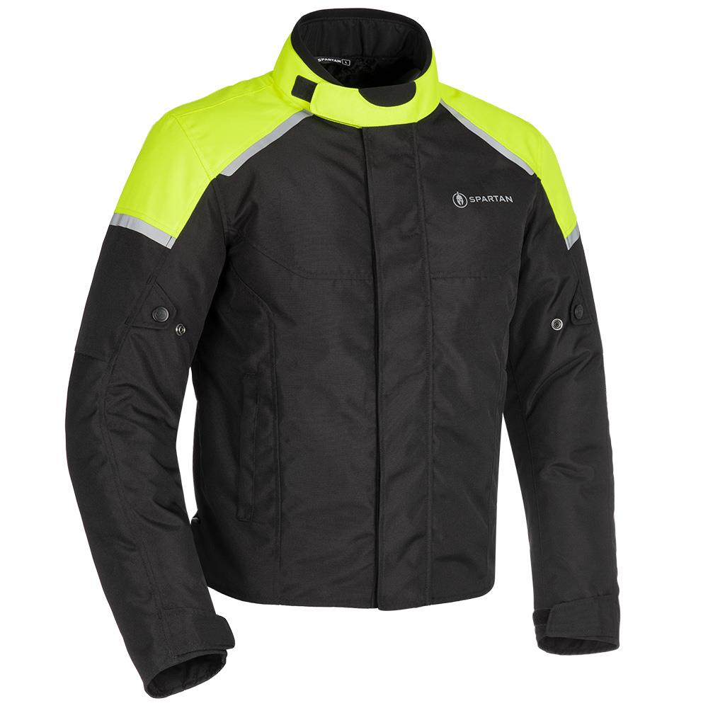 Spartan Short WP Waterproof Motorcycle Motorbike MS Jacket - Black/Fluo