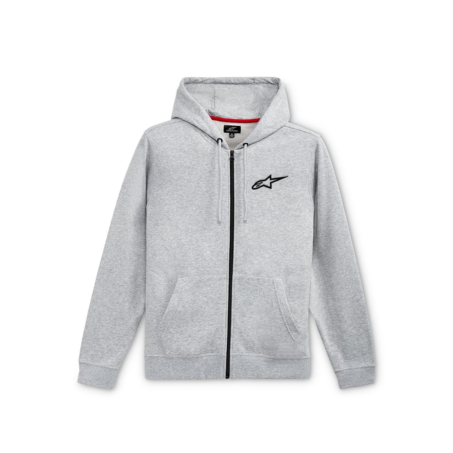 ALPINESTARS AGELESS CHEST HOODIE GREY HEATHER BLACK MOTORBIKE ZIPPER HOODIE