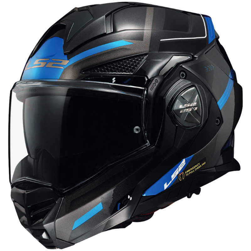 LS2 FF901 Advant X Flip Up Modular Motorcycle Helmet Black Titanium Blue