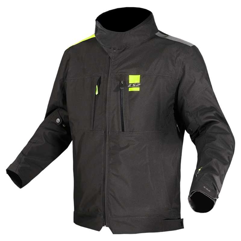 LS2 Titanium Man Waterproof Motorcycle Touring Jacket Black H-V Yellow