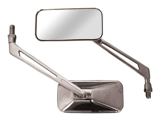 Bike It Runner Universal Rectangular Chrome Motorcycle Bike Mirrors