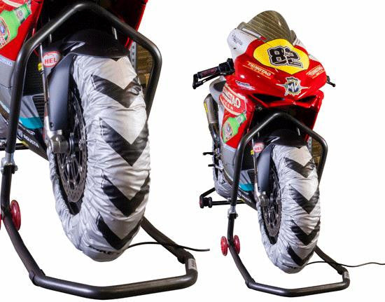 MotoGP Tyre Warmer Set for Front 120/70-17 and Rear 200/55-17 Tyres with UK 3 Pin Plug