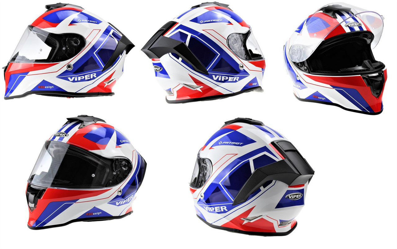 VIPER RS55 PATRIOT MOTORCYCLE RACING FULL FACE HELMET