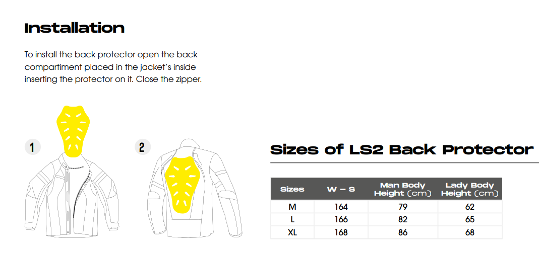 LS2 Back Protector - New Soft high Performance Level 2 Protection