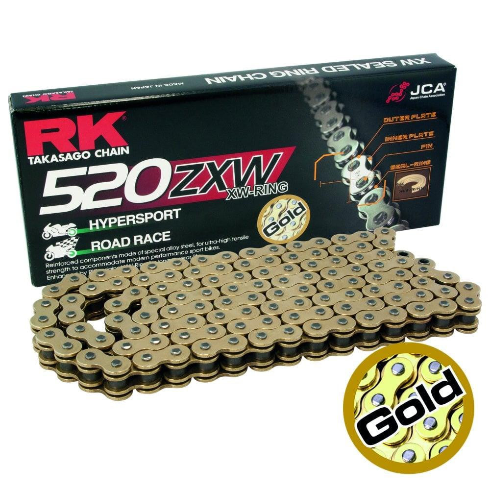 RK Super HD X Ring Motorcycle Bike Derive Chain Alloy Steal 520 ZXW X 110 Gold