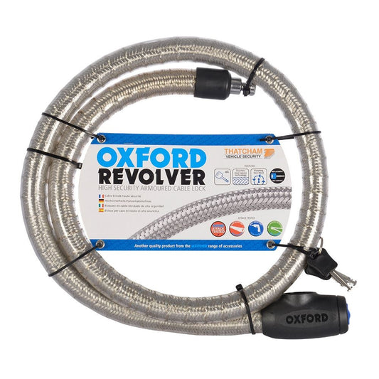 Oxford OF231 Motorcycle Bike Revolver 1.4m Security Armoured Cable Lock Silver