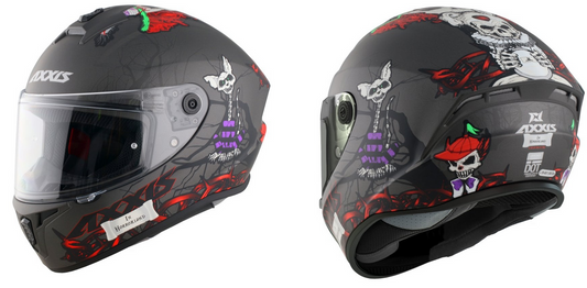 Axxis Draken S Horrorland A2 Motorbike Helmet - Matt Titanium