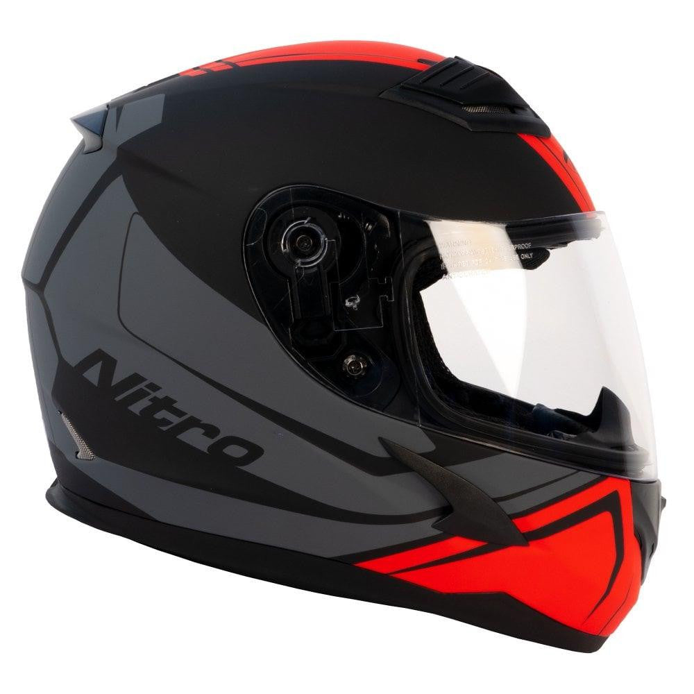 Nitro Helmet N2400 Rogue Junior Satin Black/Gun/Safety Red