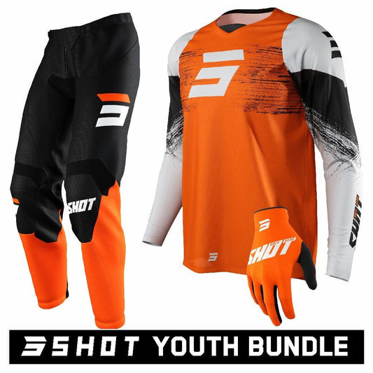 Shot Youth RAW Neon Orange Kit Motocross Bundle 2022