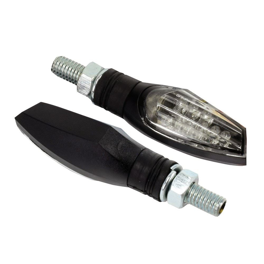 Bike It LED Shard Indicators With Black Body Motorbike Clear Lens