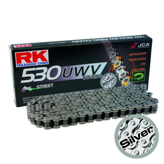 RK GP530 UWV Street Race Heavy Duty Motorcycle Motorbike Silver Chain