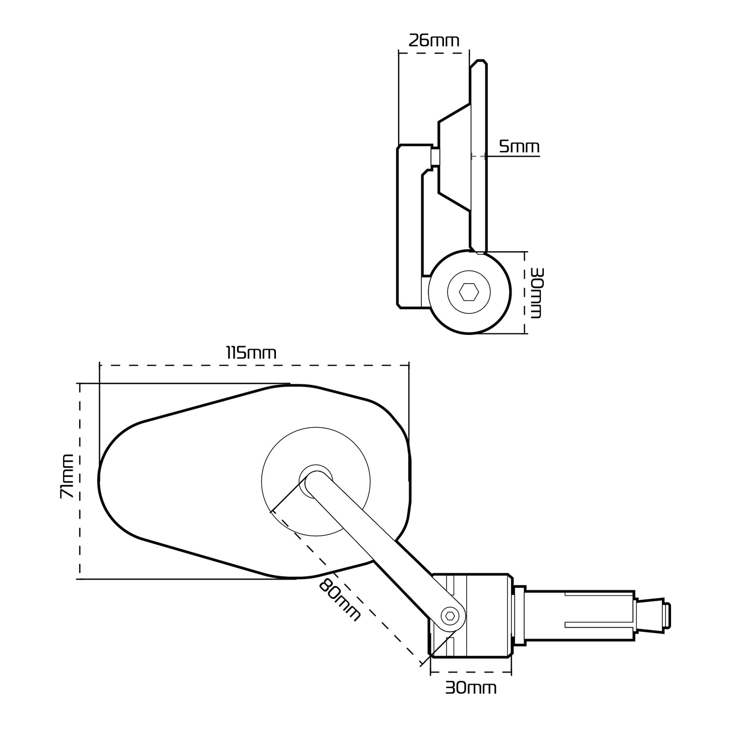 Oxford Shield 360 Bar End Mirror