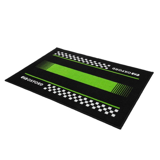 Oxford Pitlane Green Motorcycle Door Mat Non-slip 90 x 60cm