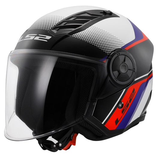 LS2 OF616 Airflow II Open Face Rush Motorcycle Helmet White Blue Red ECE 22.06