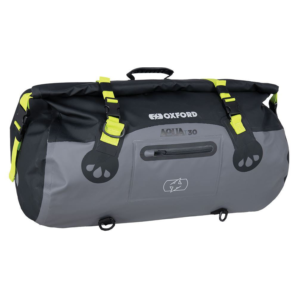 Oxford Aqua T-30 Waterproof Motorcycle Roll Bag Black/Grey/Fluo