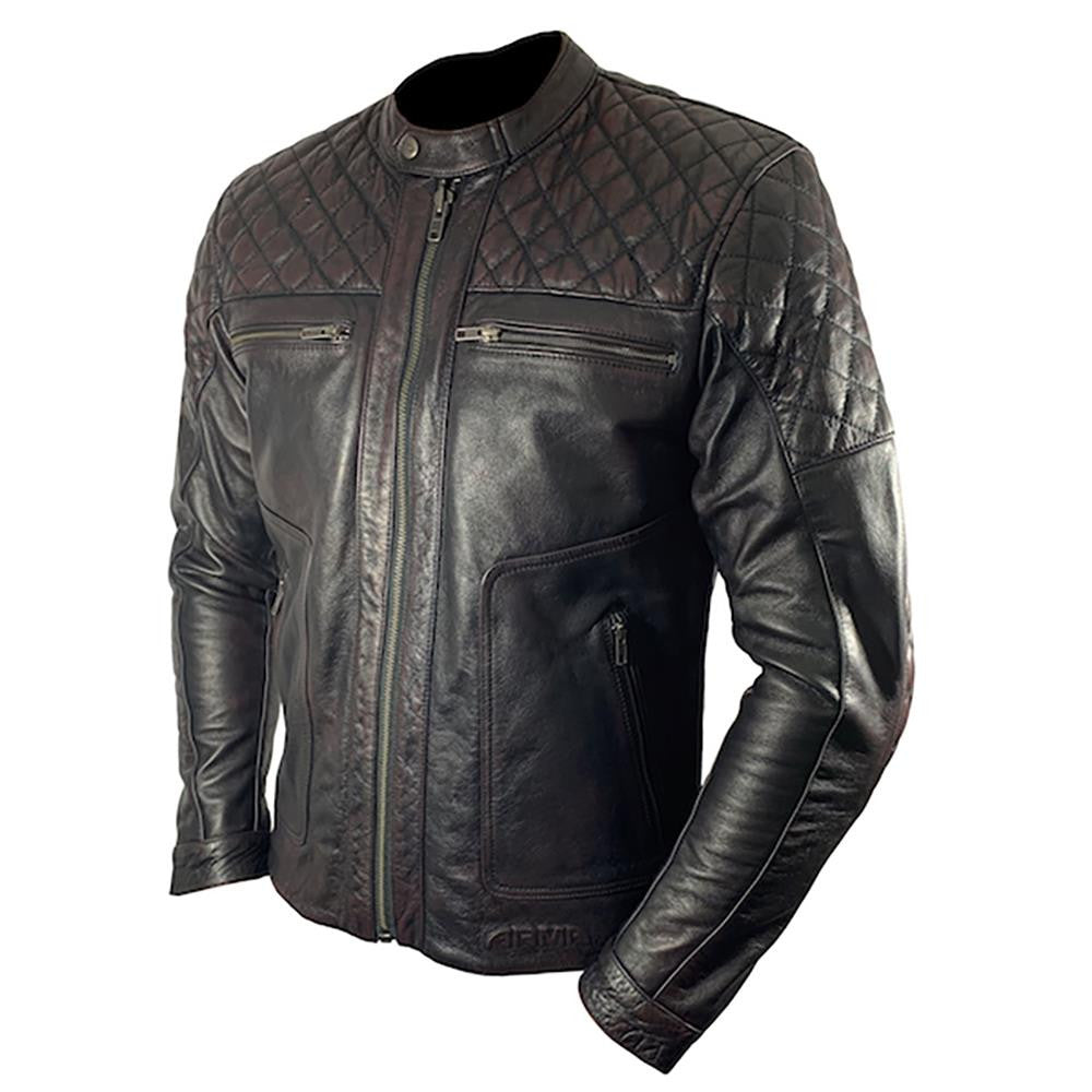 ARMR Retro Classic Leather Motorcycle Motorbike Touring Riding Jacket CE