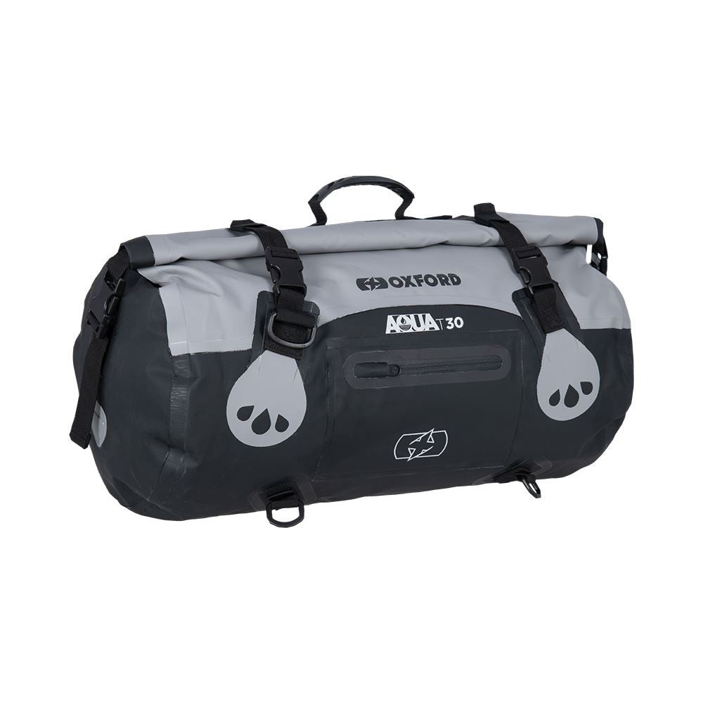 Oxford Aqua Motorcycle T-30 Roll Bag Wipe Clean Grey Black