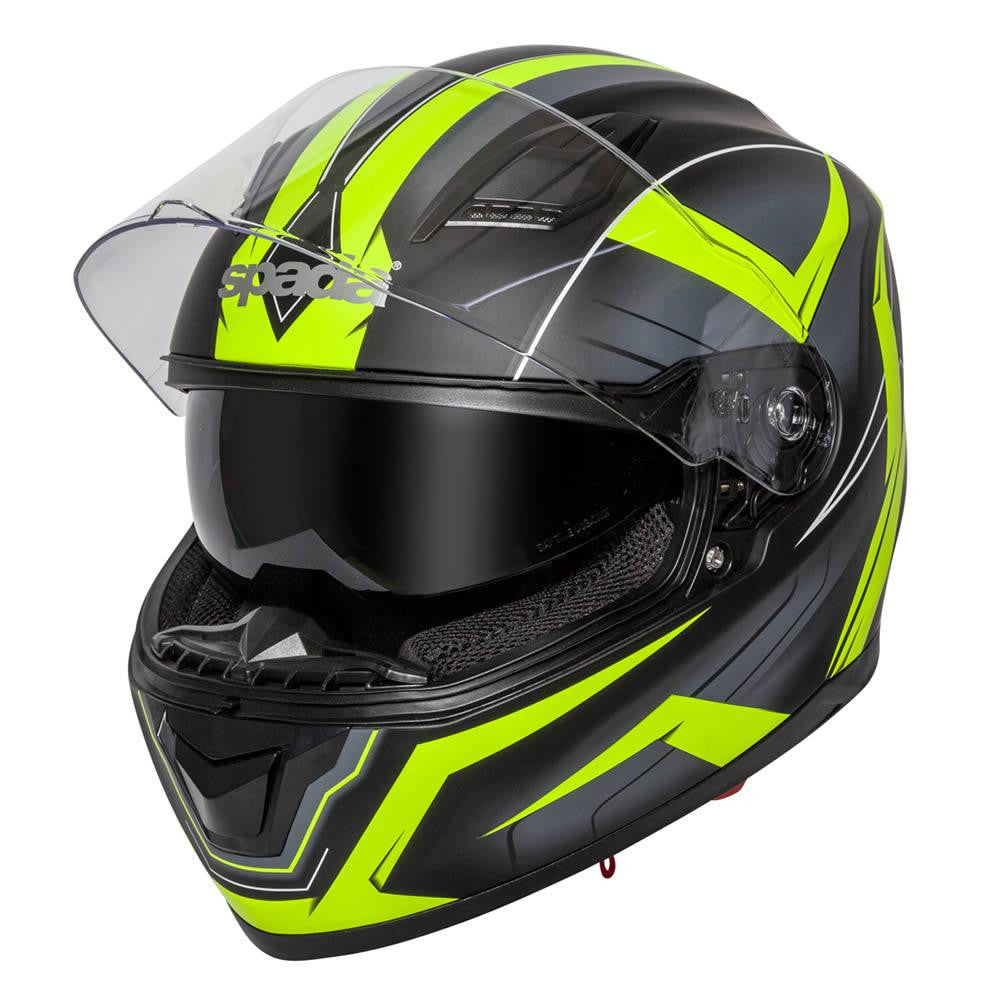 Spada SP17 Ruler Full Face Motorcycle Bike Helmet Yellow Matt