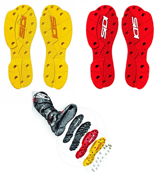 SIDI SMS SuperMoto Soles For Crossfire off Road Boots Red & Yellow (PAIR)